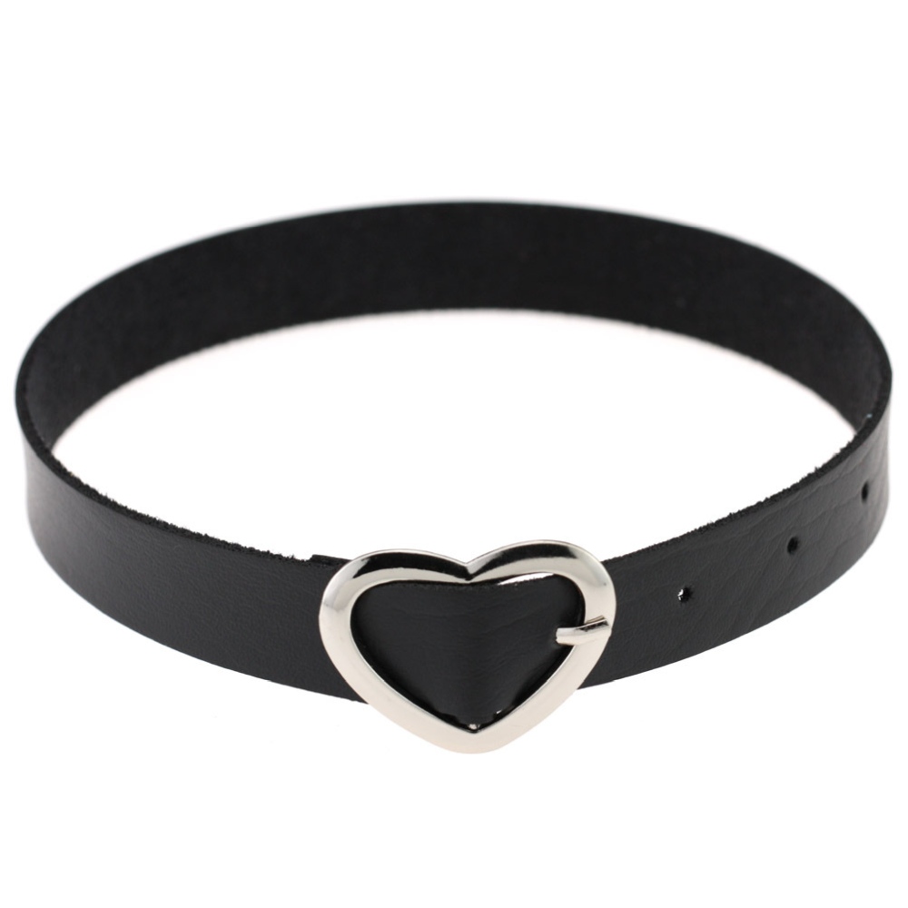 Bullet 69 - Heart Buckle Choker - Zwart/Zwart